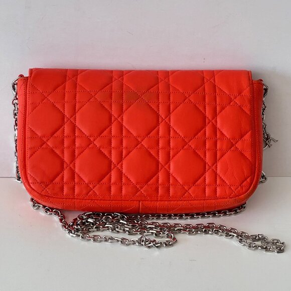 Rare Dior Miss Dior Promenade Pouch WOC Vermillion Lambskin Cannage Quilted - Picture 4 of 16